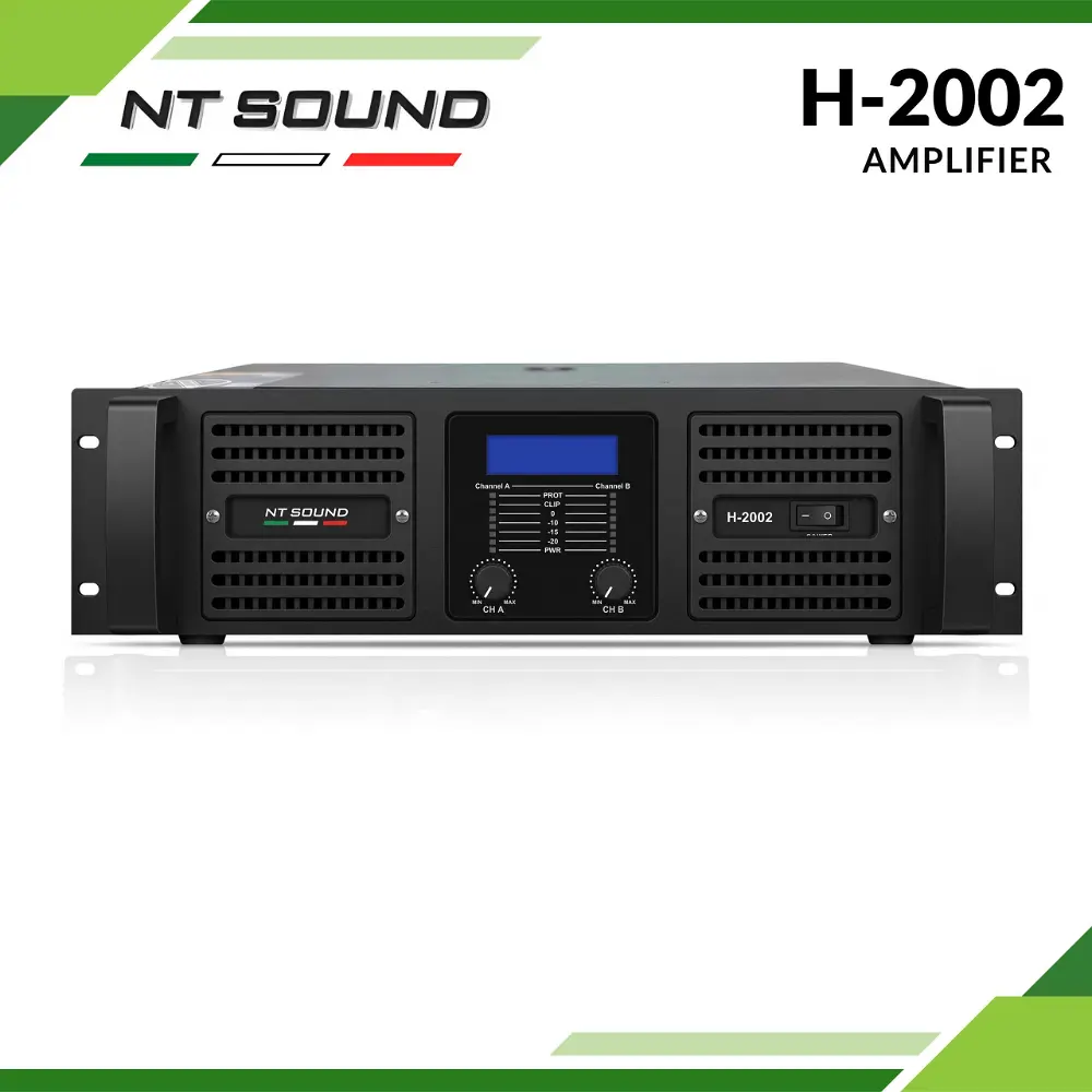 CỤC ĐẨY 2 KÊNH H-2002 (SIZE 3U, 2000W/CH, 47KG, NGUỒN ĐỒNG 100%)